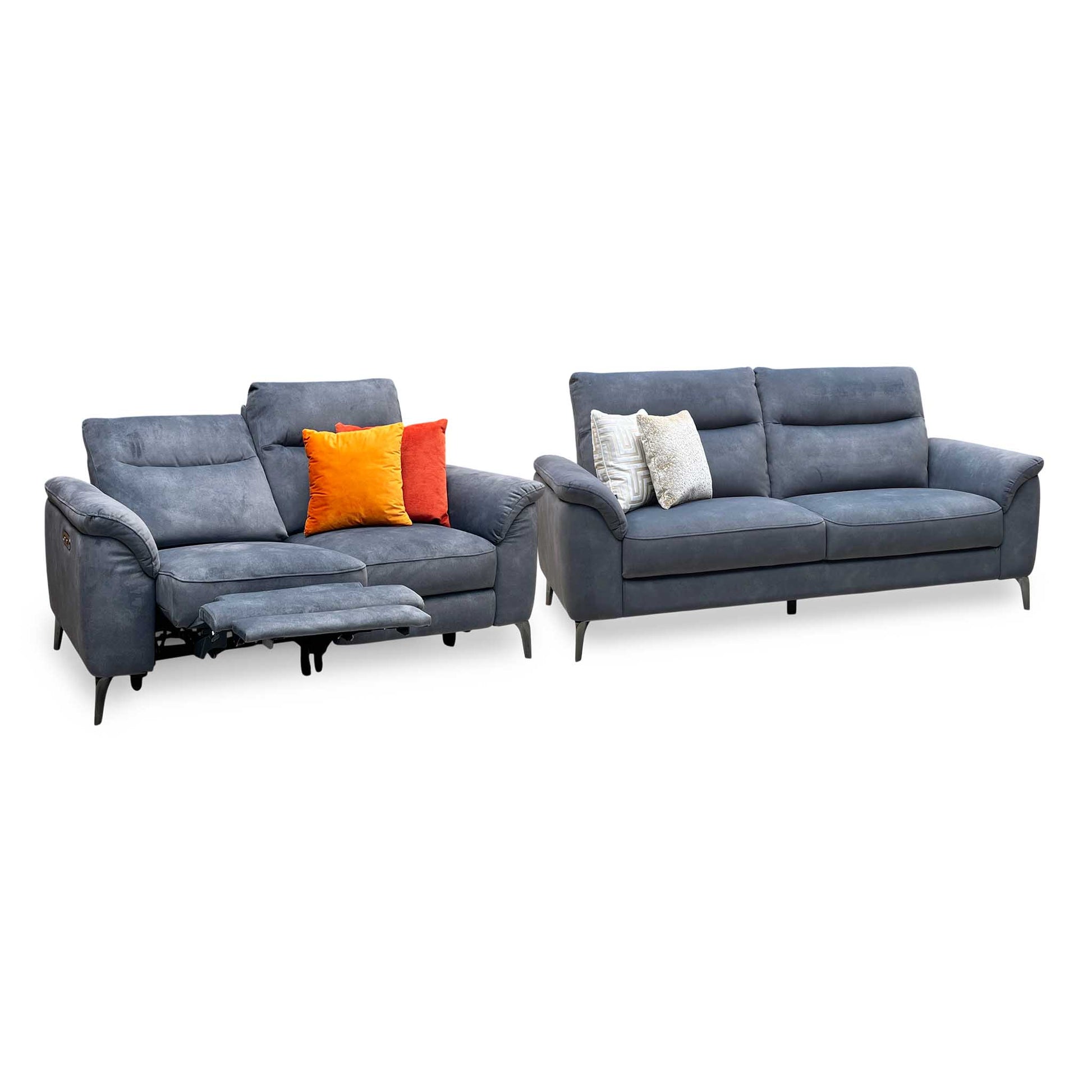 ‘Morgan’ Dexter Shadow Charcoal Grey Fabric 2 + 3 Seater Sofa Set - Power Recliner Sofa & Standard Sofa Furniture Village