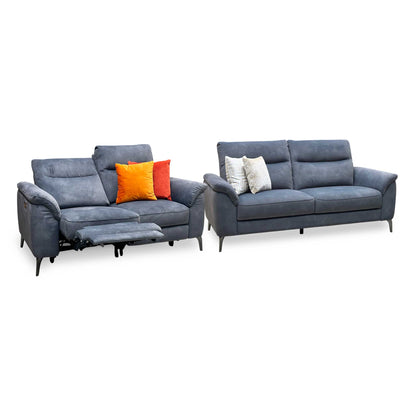 ‘Morgan’ Dexter Shadow Charcoal Grey Fabric 2 + 3 Seater Sofa Set - Power Recliner Sofa & Standard Sofa Furniture Village