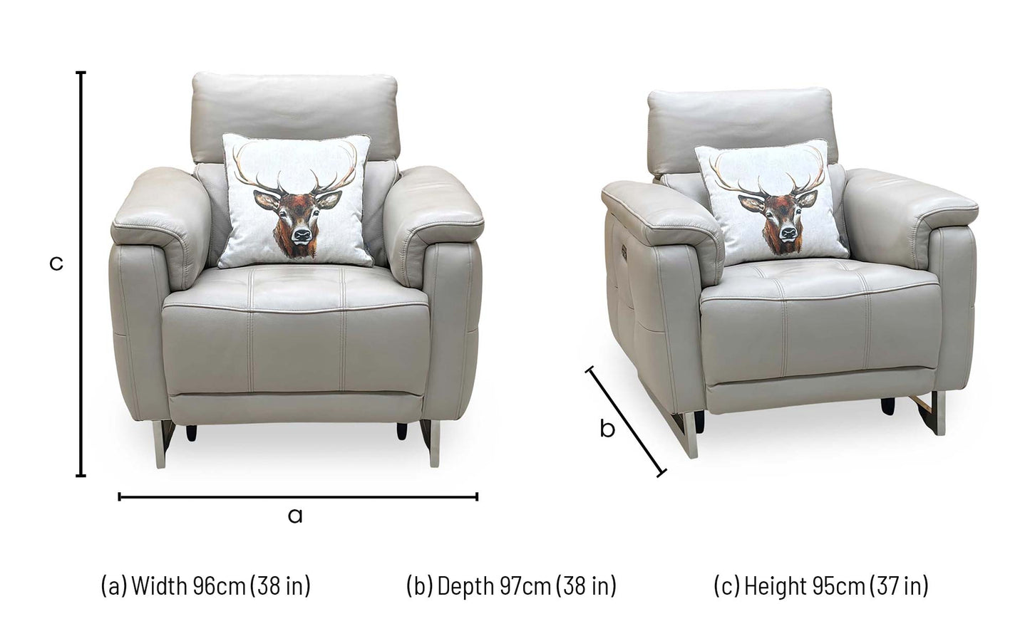 ‘Moet’ Cat-40_08 Oyster Leather Power Recliner Chair with Telescopic Headrest Furniture Village