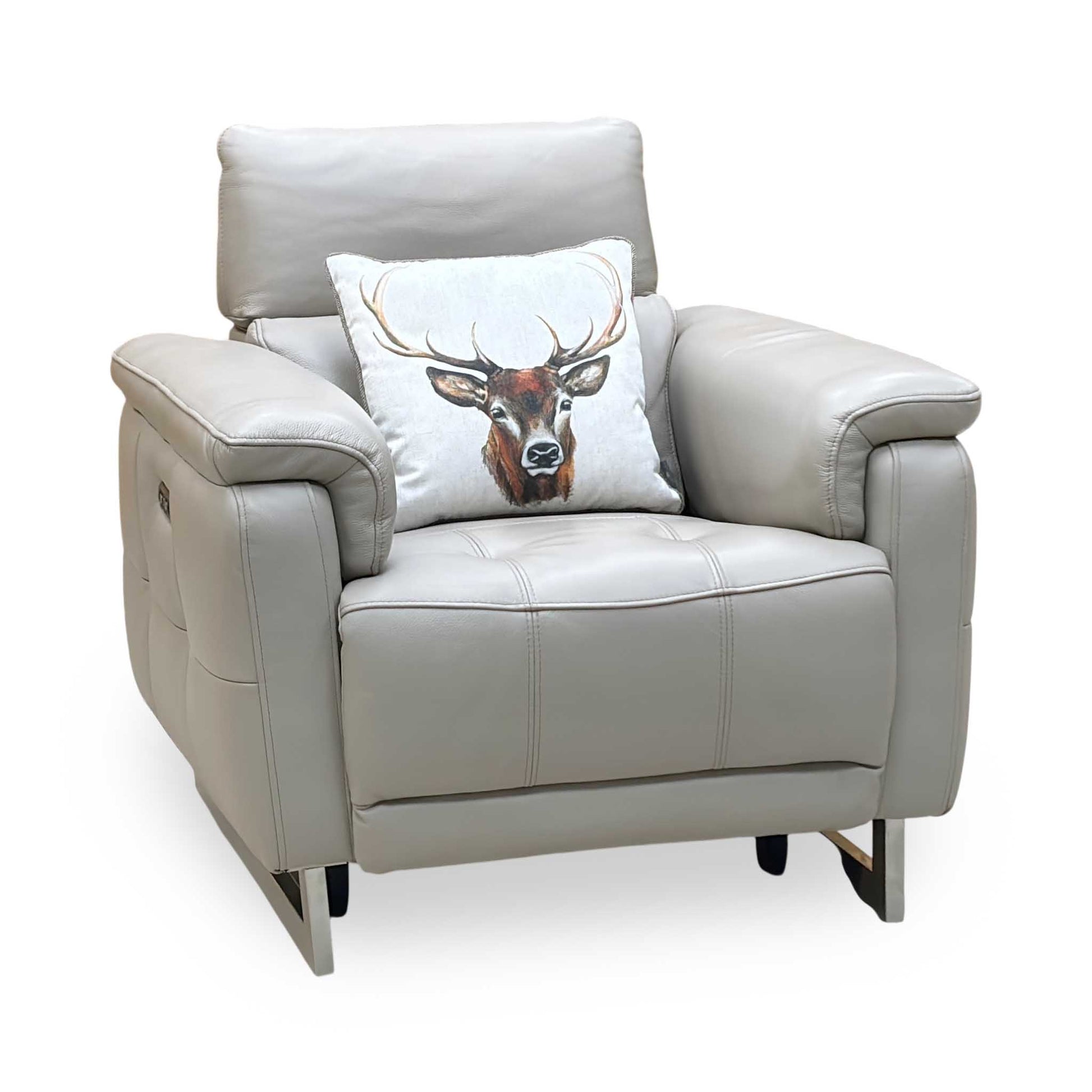 ‘Moet’ Cat-40_08 Oyster Leather Power Recliner Chair with Telescopic Headrest Furniture Village
