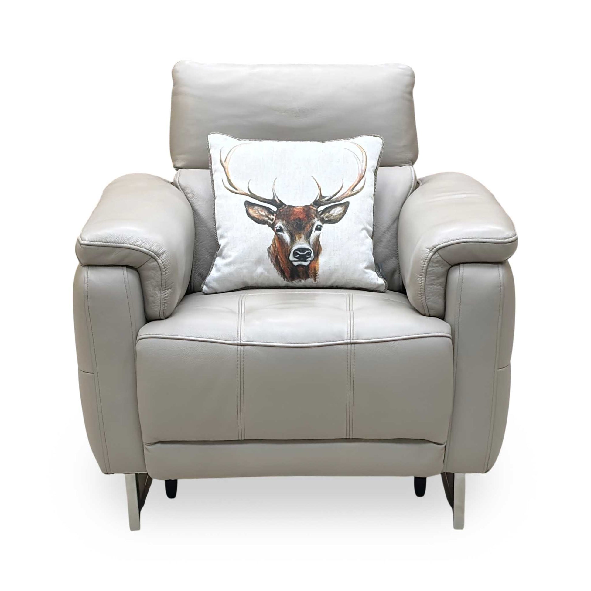 ‘Moet’ Cat-40_08 Oyster Leather Power Recliner Chair with Telescopic Headrest Furniture Village
