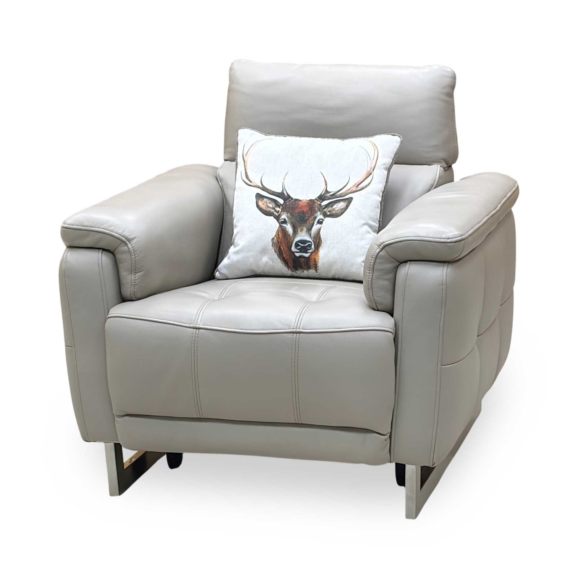 ‘Moet’ Cat-40_08 Oyster Leather Power Recliner Chair with Telescopic Headrest Furniture Village