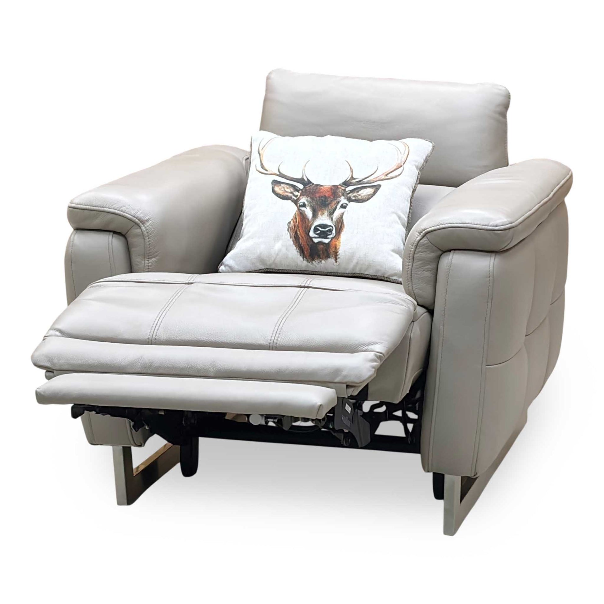 ‘Moet’ Cat-40_08 Oyster Leather Power Recliner Chair with Telescopic Headrest Furniture Village