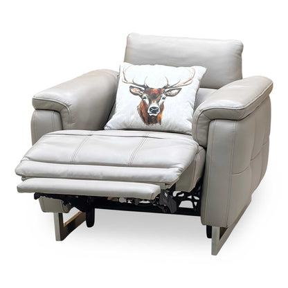 ‘Moet’ Cat-40_08 Oyster Leather Power Recliner Chair with Telescopic Headrest Furniture Village