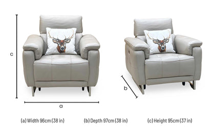 ‘Moet’ Cat-40_08 Oyster Leather Power Recliner Chairs with Telescopic Headrest - Set of 2 Furniture Village
