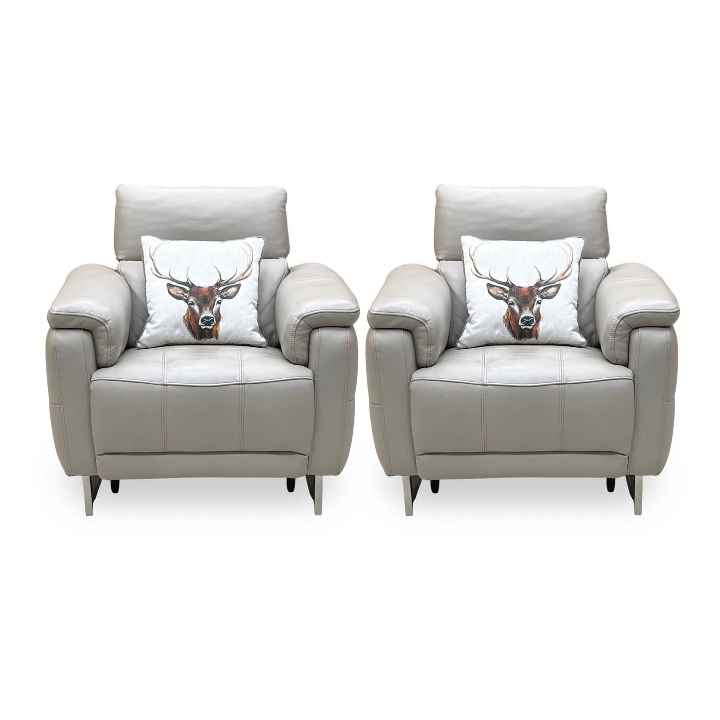‘Moet’ Cat-40_08 Oyster Leather Power Recliner Chairs with Telescopic Headrest - Set of 2 Furniture Village