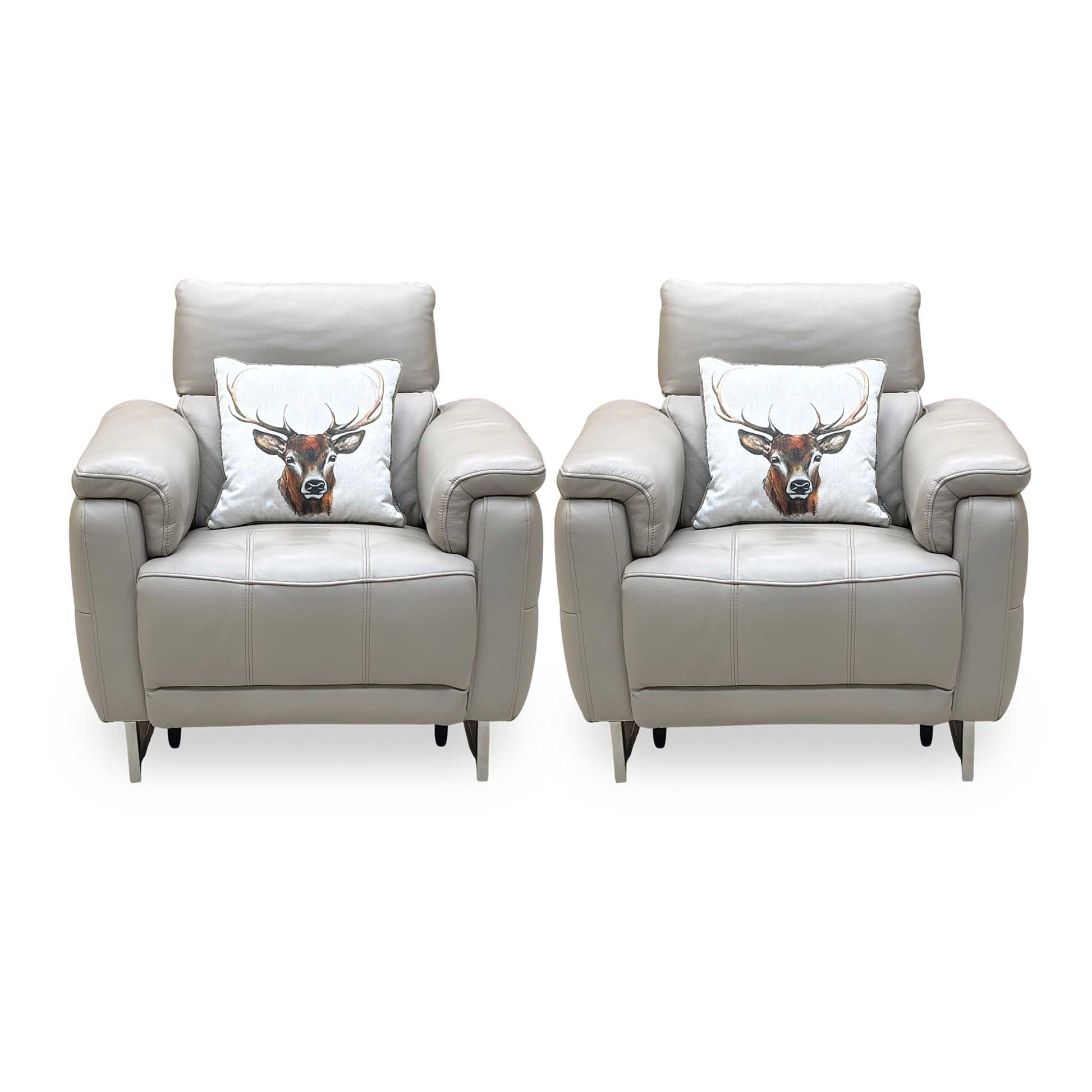 ‘Moet’ Cat-40_08 Oyster Leather Power Recliner Chairs with Telescopic Headrest - Set of 2 Furniture Village
