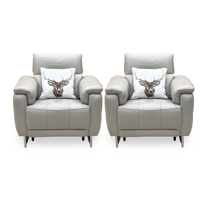 ‘Moet’ Cat-40_08 Oyster Leather Power Recliner Chairs with Telescopic Headrest - Set of 2 Furniture Village