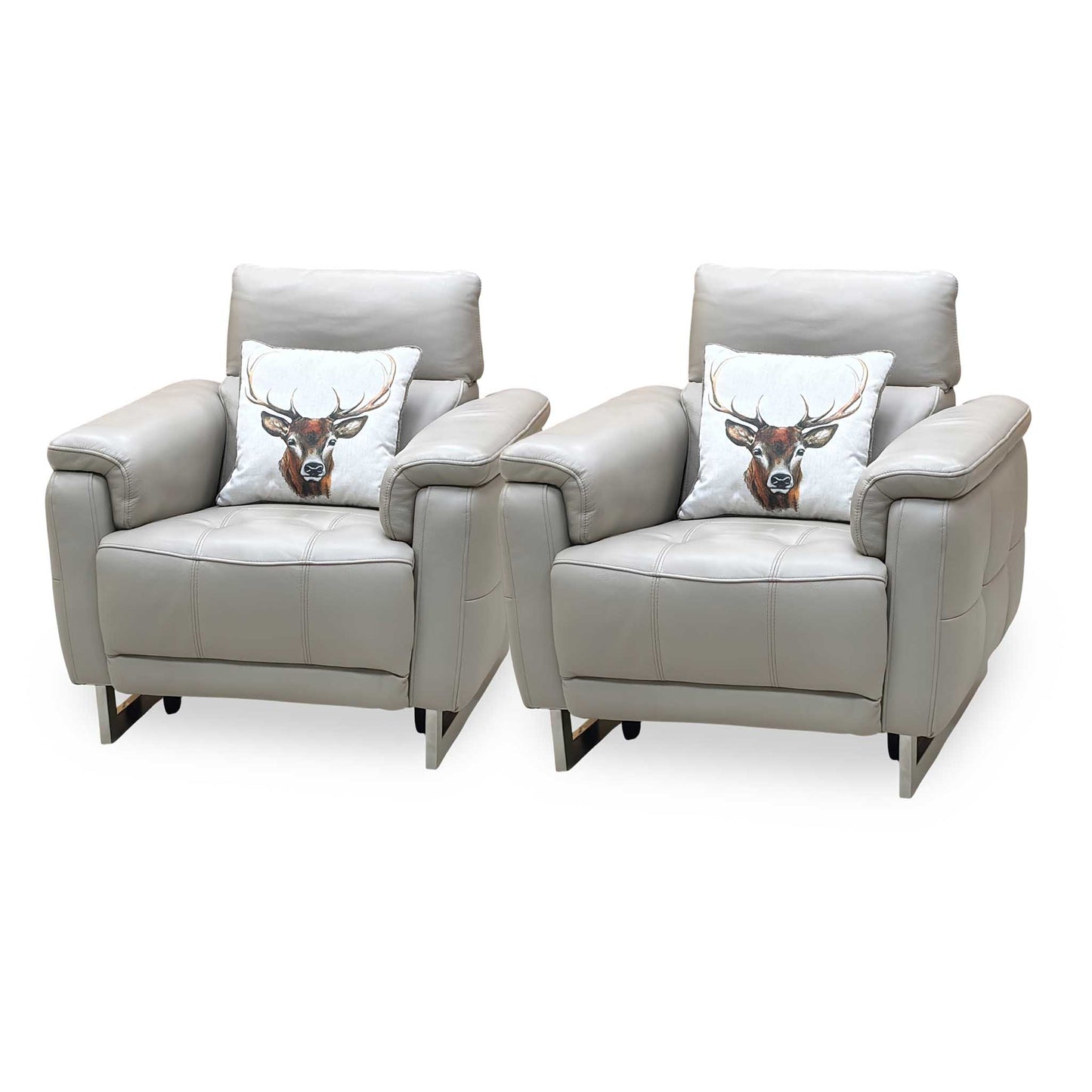 ‘Moet’ Cat-40_08 Oyster Leather Power Recliner Chairs with Telescopic Headrest - Set of 2 Furniture Village