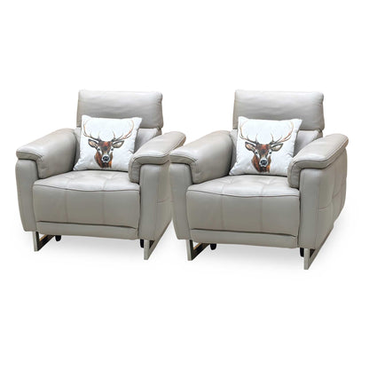 ‘Moet’ Cat-40_08 Oyster Leather Power Recliner Chairs with Telescopic Headrest - Set of 2 Furniture Village