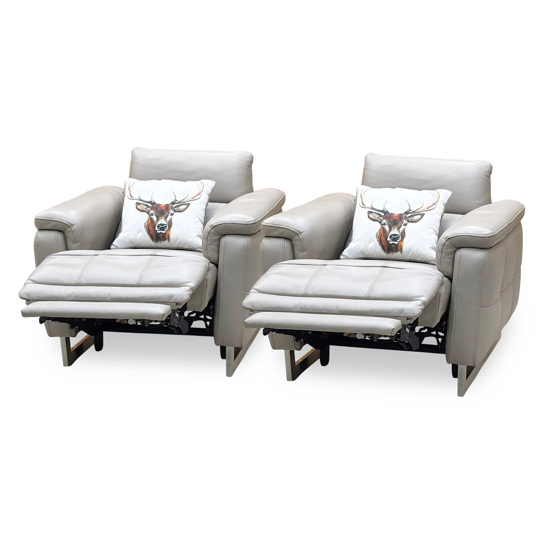 ‘Moet’ Cat-40_08 Oyster Leather Power Recliner Chairs with Telescopic Headrest - Set of 2 Furniture Village