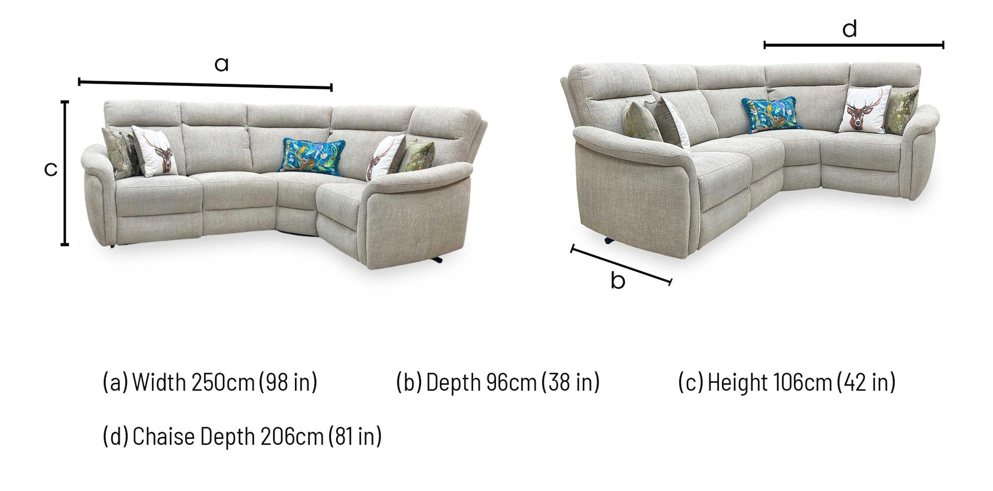 ‘Dublin’ Anivia Khaki Fabric Power Recliner Corner Sofa with Power Headrest Furniture Village