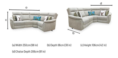 ‘Dublin’ Anivia Khaki Fabric Power Recliner Corner Sofa with Power Headrest Furniture Village