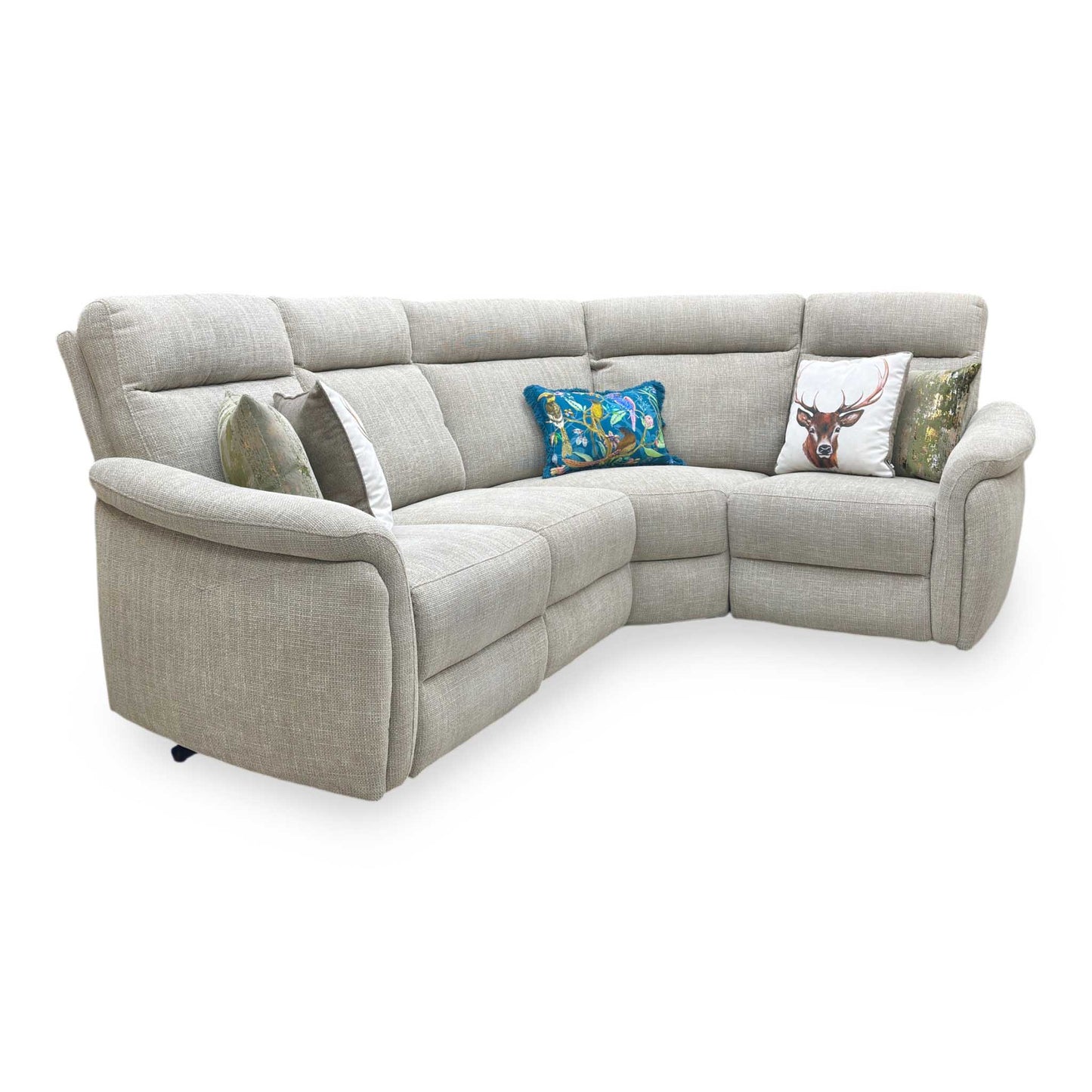 ‘Dublin’ Anivia Khaki Fabric Power Recliner Corner Sofa with Power Headrest Furniture Village