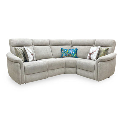 ‘Dublin’ Anivia Khaki Fabric Power Recliner Corner Sofa with Power Headrest Furniture Village