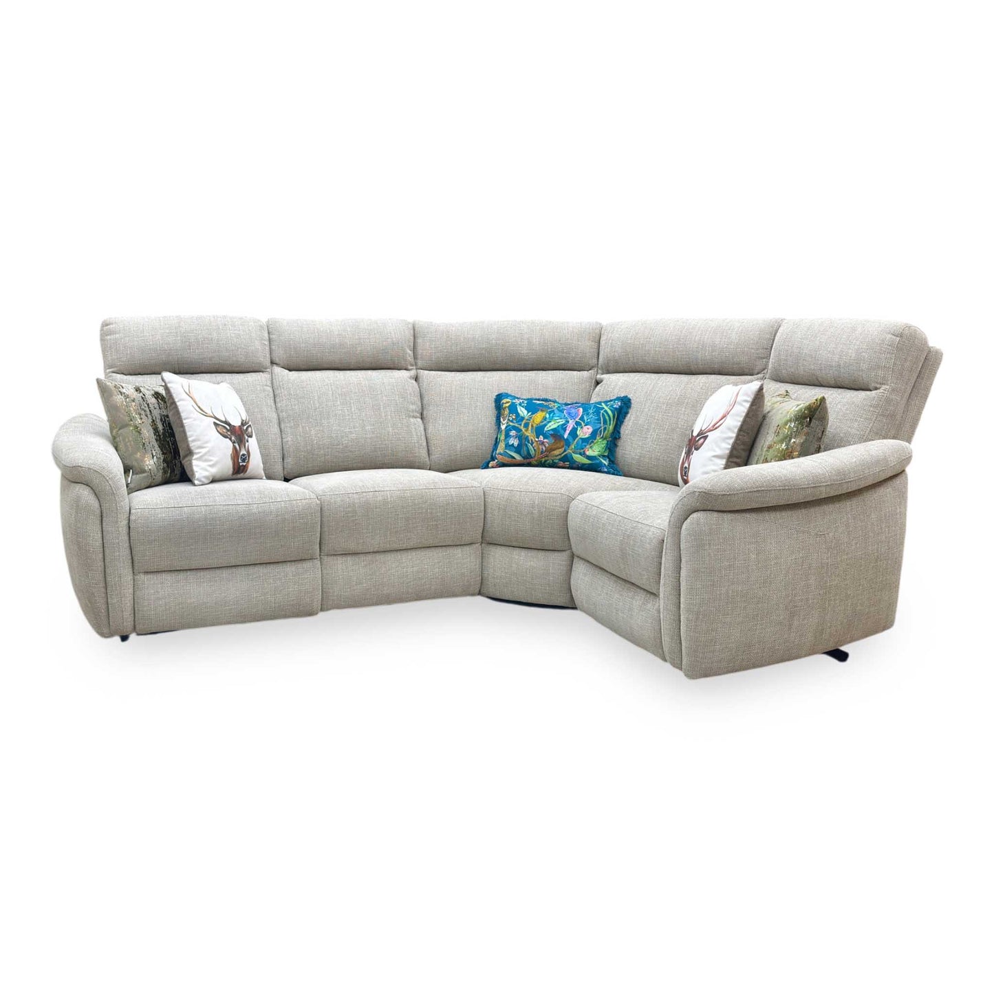 ‘Dublin’ Anivia Khaki Fabric Power Recliner Corner Sofa with Power Headrest Furniture Village