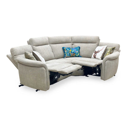 ‘Dublin’ Anivia Khaki Fabric Power Recliner Corner Sofa with Power Headrest Furniture Village