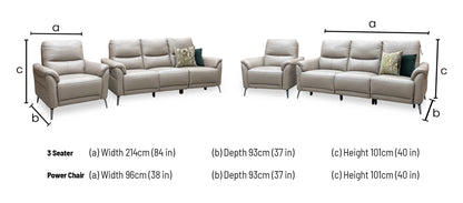 ‘Daytona’ Cat-40_08 Oyster Leather 3 Seater Power Recliner Sofa + Chair Furniture Village
