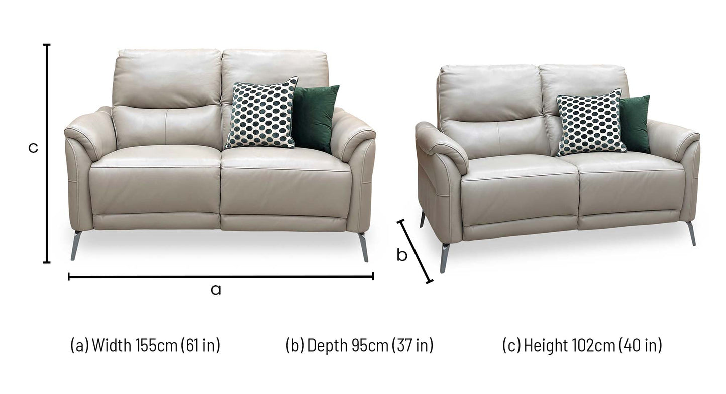 ‘Daytona' Cat-40_08 Oyster Leather 2 Seater Sofa Furniture Village