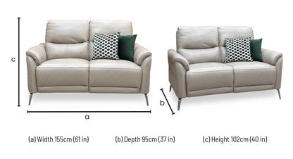 ‘Daytona' Cat-40_08 Oyster Leather 2 Seater Sofa Furniture Village