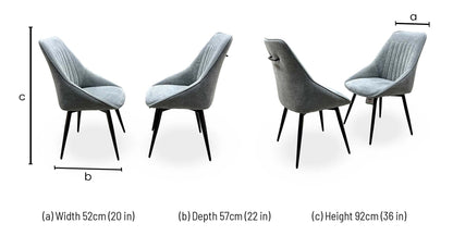 'Crete' Dark Grey Fabric Swivel Dining Chairs - Set of 2 Furniture Village