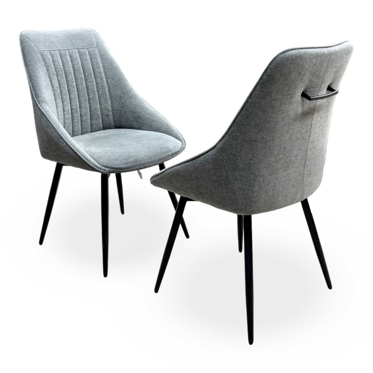 'Crete' Dark Grey Fabric Swivel Dining Chairs - Set of 2 Furniture Village