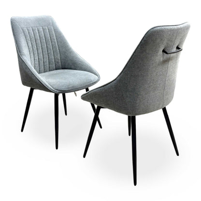 'Crete' Dark Grey Fabric Swivel Dining Chairs - Set of 2 Furniture Village