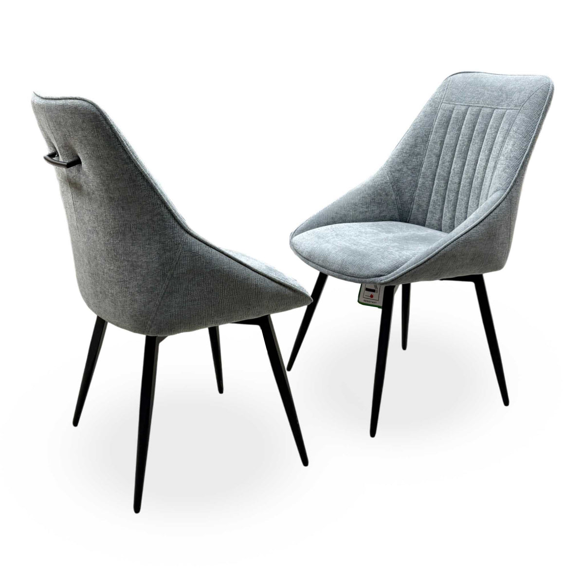'Crete' Dark Grey Fabric Swivel Dining Chairs - Set of 2 Furniture Village