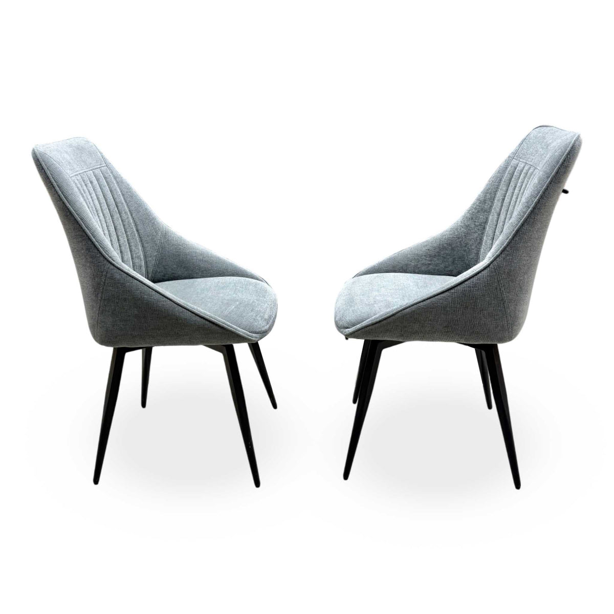 'Crete' Dark Grey Fabric Swivel Dining Chairs - Set of 2 Furniture Village