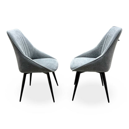'Crete' Dark Grey Fabric Swivel Dining Chairs - Set of 2 Furniture Village