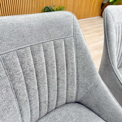 'Crete' Dark Grey Fabric Swivel Dining Chairs - Set of 2 Furniture Village