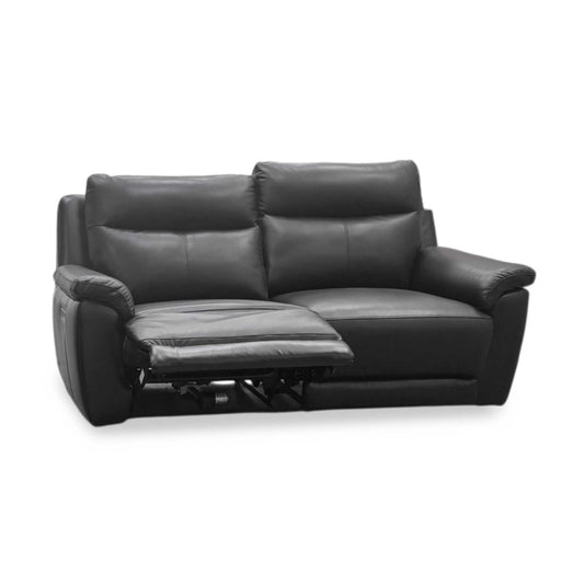 ‘Bobby’ Black Leather 3 Seater Power Recliner Sofa Direct From Manufacturer