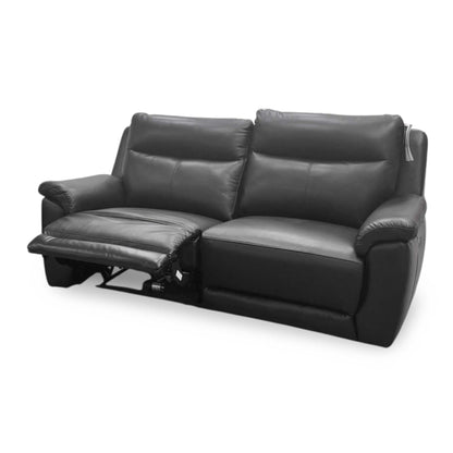‘Bobby’ Black Leather 3 Seater Power Recliner Sofa Direct From Manufacturer