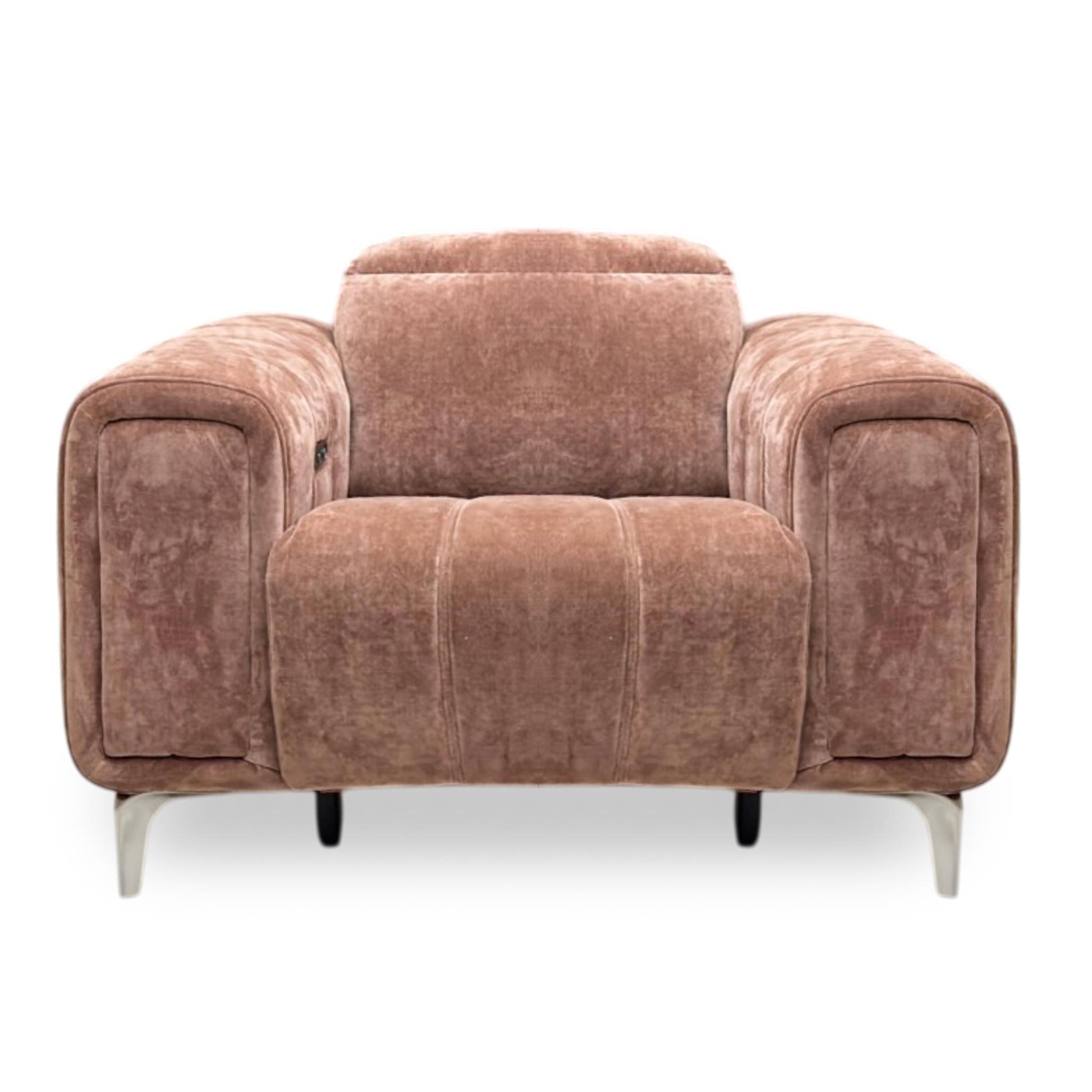 ‘Elphaba’ Manhattan Burnt Sienna Orange Fabric Recliner Chair with Storage Arms Furniture Village