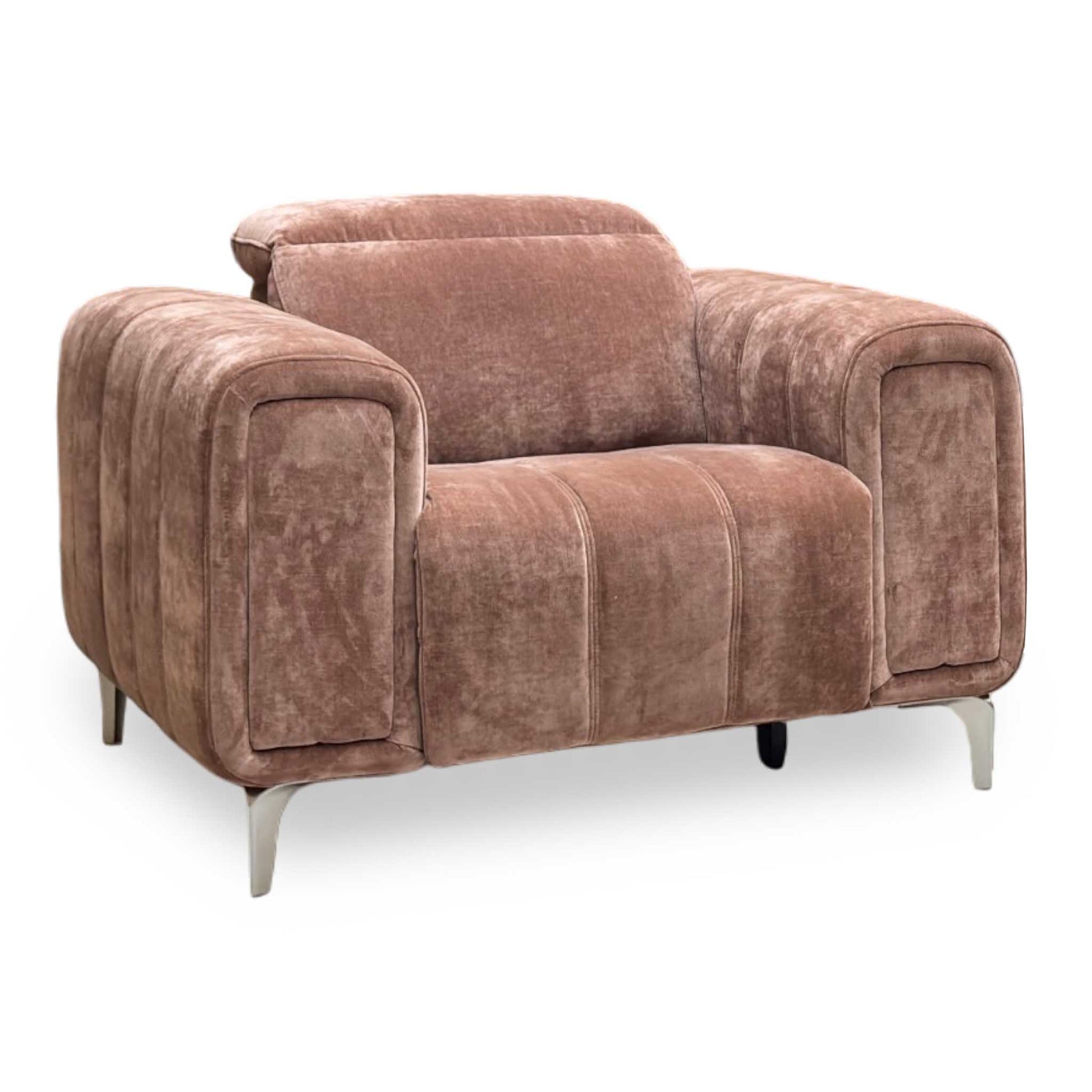 ‘Elphaba’ Manhattan Burnt Sienna Orange Fabric Recliner Chair with Storage Arms Furniture Village