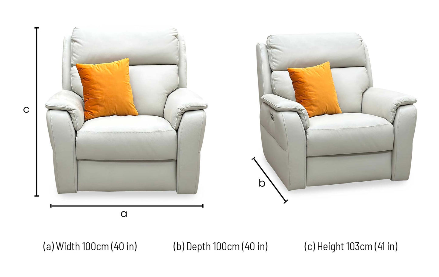 Nicoletti ‘Vito’ Torello Ice 371 Leather Power Recliner Chair with Power Headrest and Power Lumbar Furniture Village