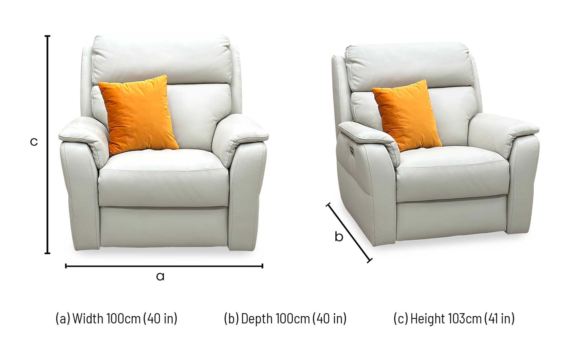Nicoletti ‘Vito’ Torello Ice 371 Leather Power Recliner Chair with Power Headrest and Power Lumbar Furniture Village