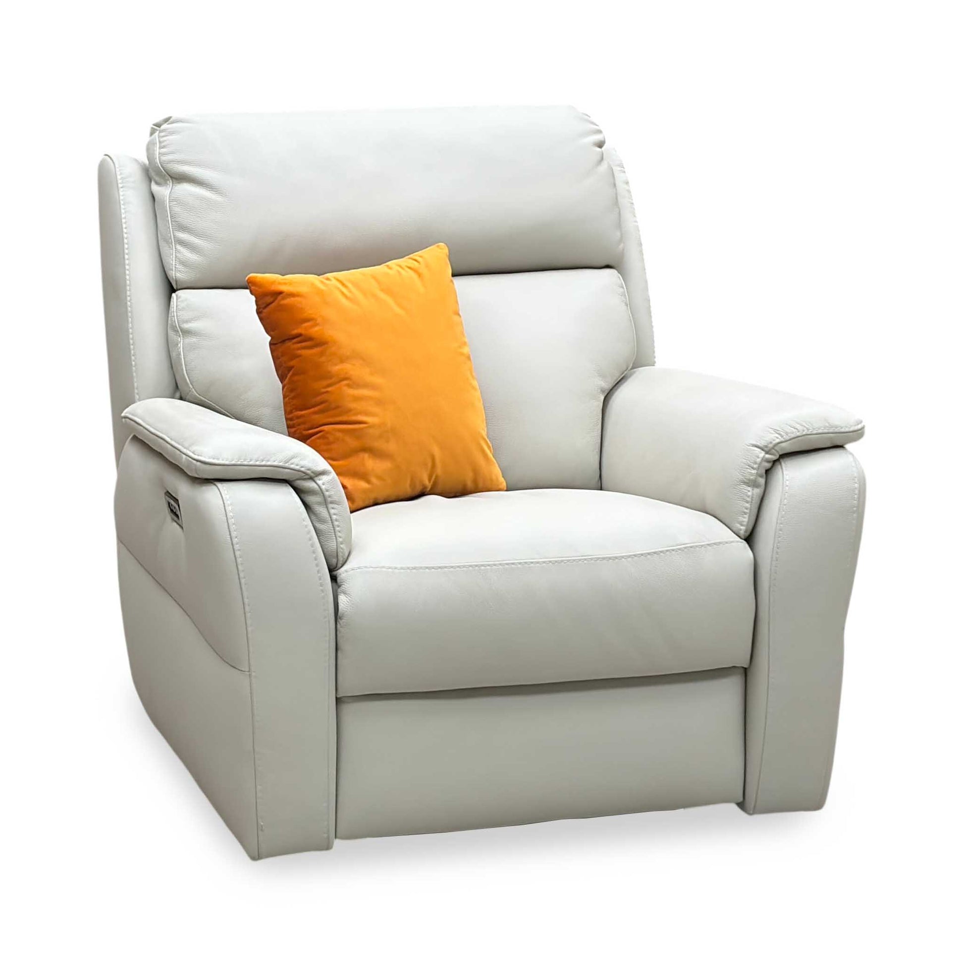 Nicoletti ‘Vito’ Torello Ice 371 Leather Power Recliner Chair with Power Headrest and Power Lumbar Furniture Village