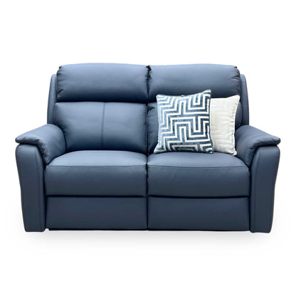 Nicoletti ‘Vito’ Torello Blu 81 Blue Leather 2 Seater Power Recliner Sofa with Power Headrests and Power Lumbar Sofology