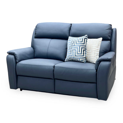 Nicoletti ‘Vito’ Torello Blu 81 Blue Leather 2 Seater Power Recliner Sofa with Power Headrests and Power Lumbar Sofology