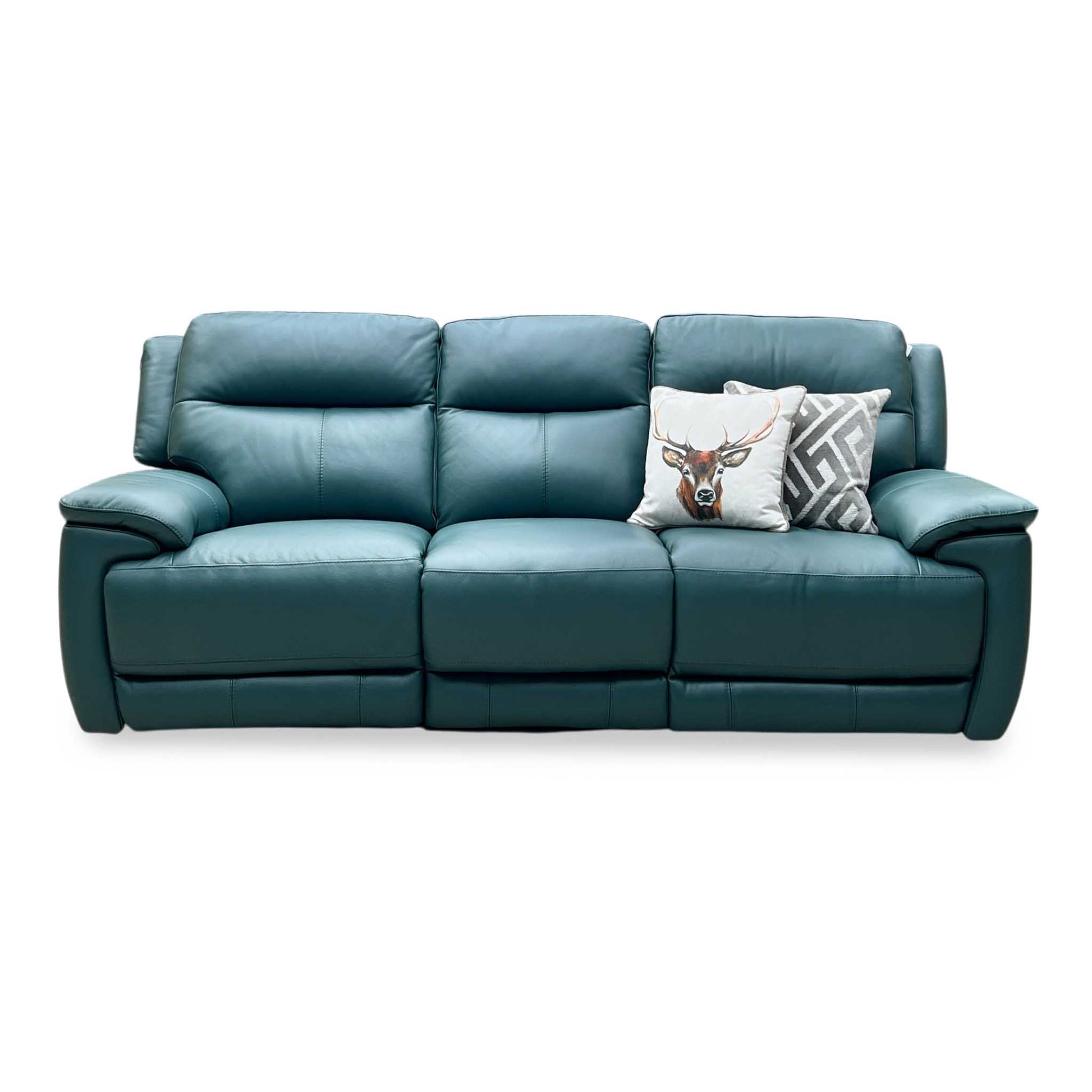 World of Leather ‘Touch’ Bv-301e Lake Green Leather 3 Seater Power Recliner Sofa Furniture Village