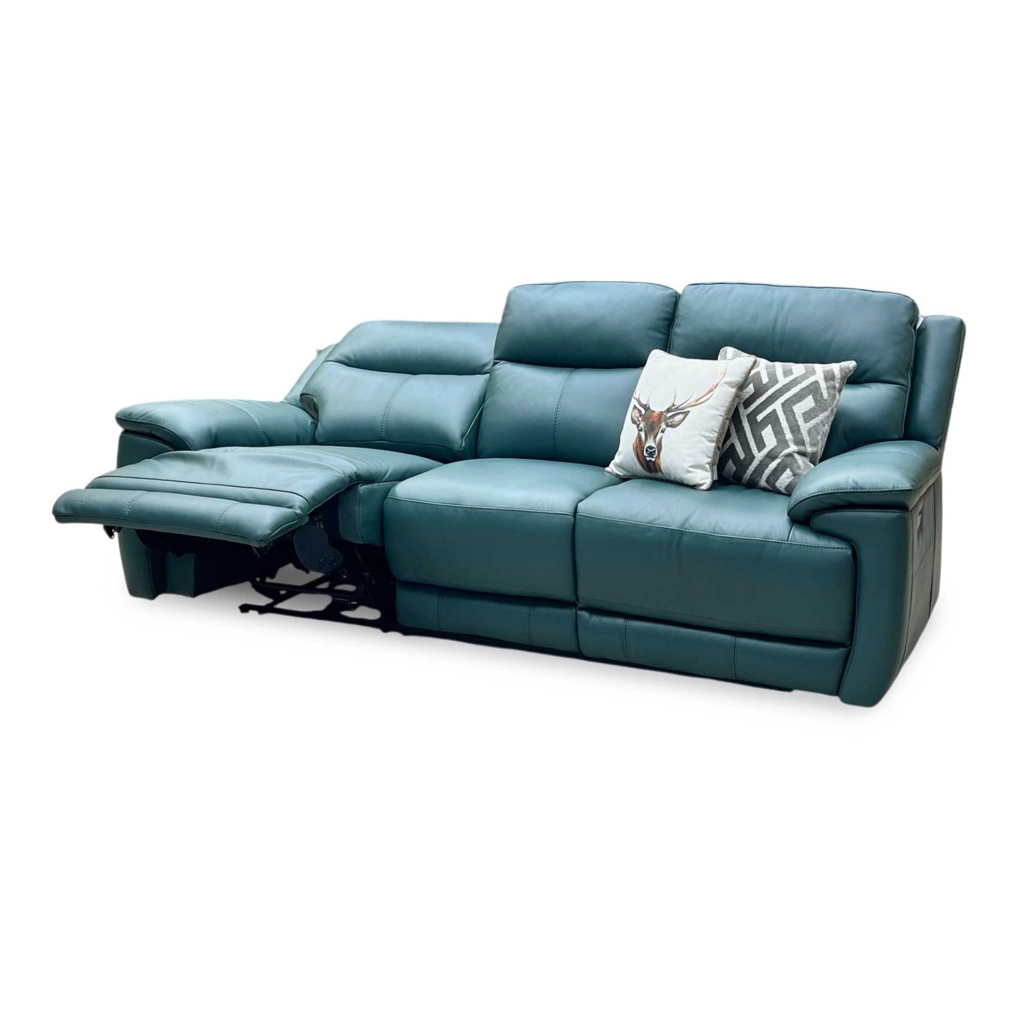 World of Leather ‘Touch’ Bv-301e Lake Green Leather 3 Seater Power Recliner Sofa Furniture Village