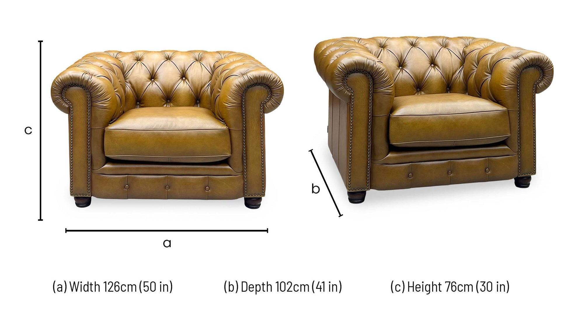 At The Helm ‘Shackleton’ X3y1-1957ls Inca Brown Leather Chesterfield Chair Furniture Village