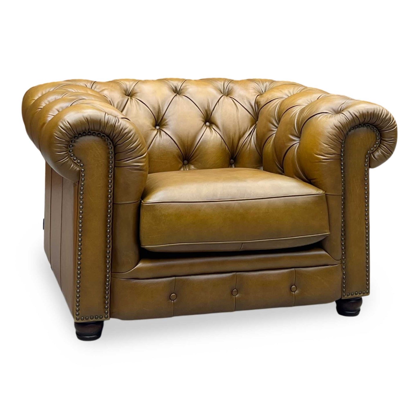 At The Helm ‘Shackleton’ X3y1-1957ls Inca Brown Leather Chesterfield Chair Furniture Village