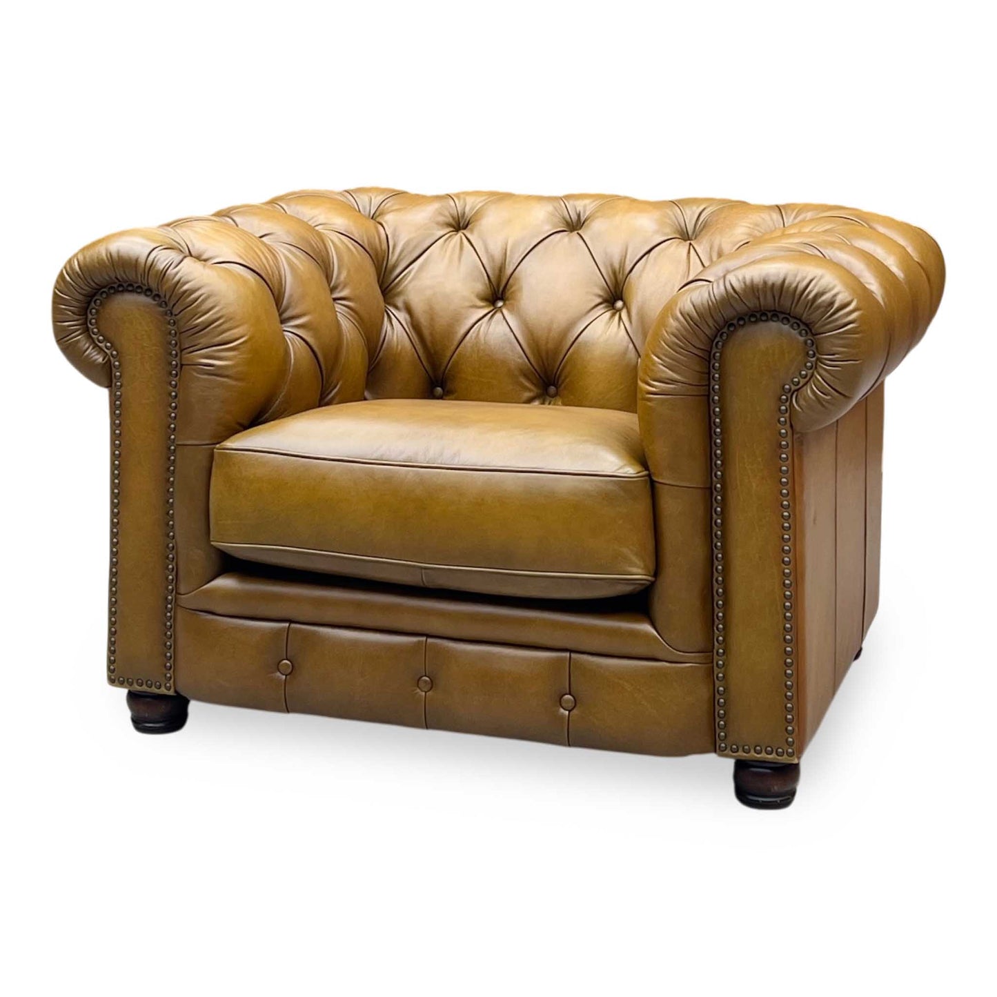 At The Helm ‘Shackleton’ X3y1-1957ls Inca Brown Leather Chesterfield Chair Furniture Village