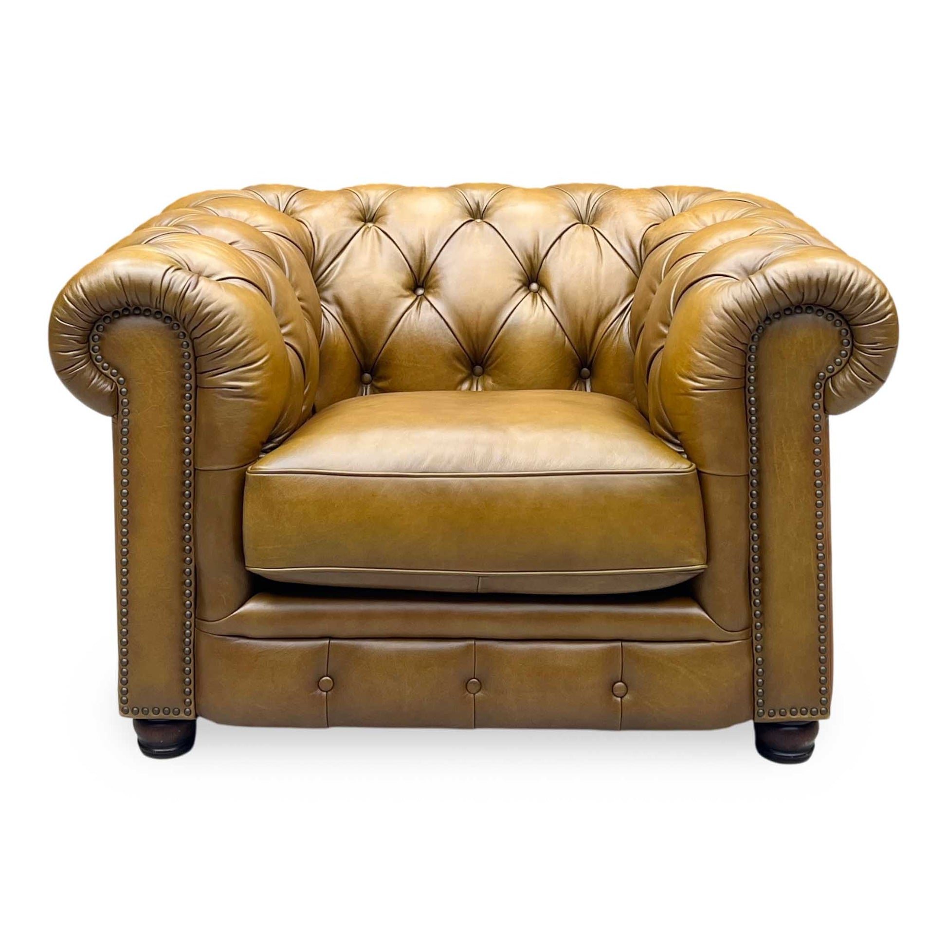 At The Helm ‘Shackleton’ X3y1-1957ls Inca Brown Leather Chesterfield Chair Furniture Village