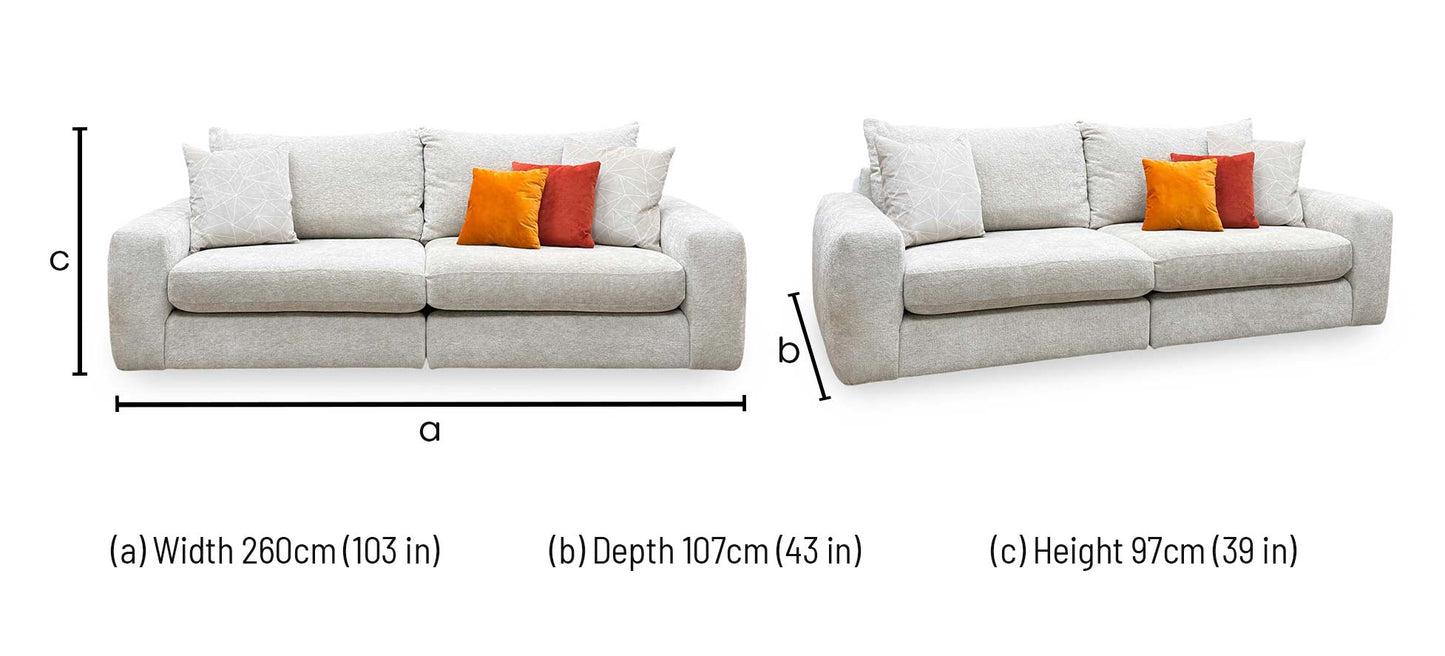 ‘Pandora’ Denby Ivory Fabric 4 Seater Split Frame Sofa Furniture Village