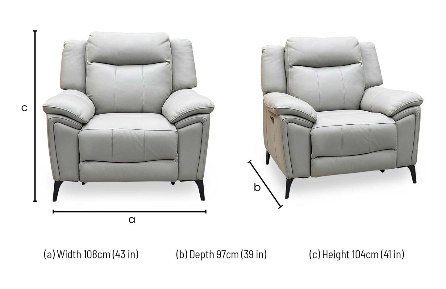 ‘Panache’ Lead Grey Cat-60_23 Leather Power Recliner Chair with Power Headrest and Heated Seat Furniture Village