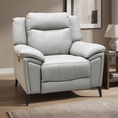 ‘Panache’ Lead Grey Cat-60_23 Leather Power Recliner Chair with Power Headrest and Heated Seat Furniture Village