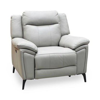 ‘Panache’ Lead Grey Cat-60_23 Leather Power Recliner Chair with Power Headrest and Heated Seat Furniture Village